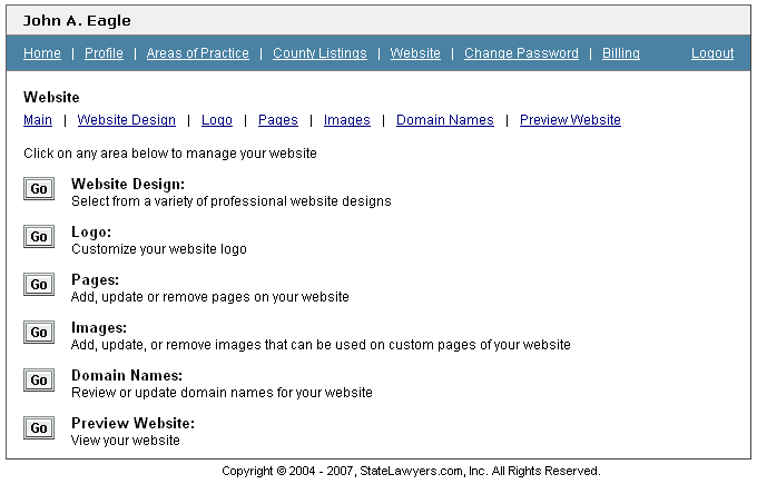 StateLawyers.com - Control Panel