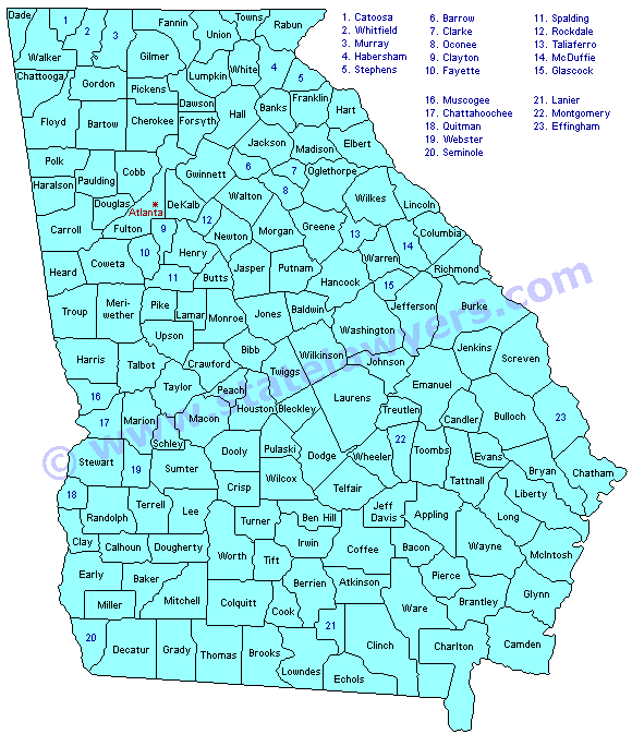 Georgia Lawyer - Attorney Directory - Georgia Counties