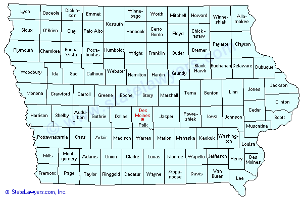 Iowa County Outline Map.