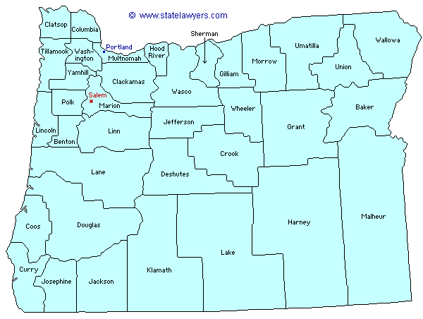 Oregon County Outline Map.